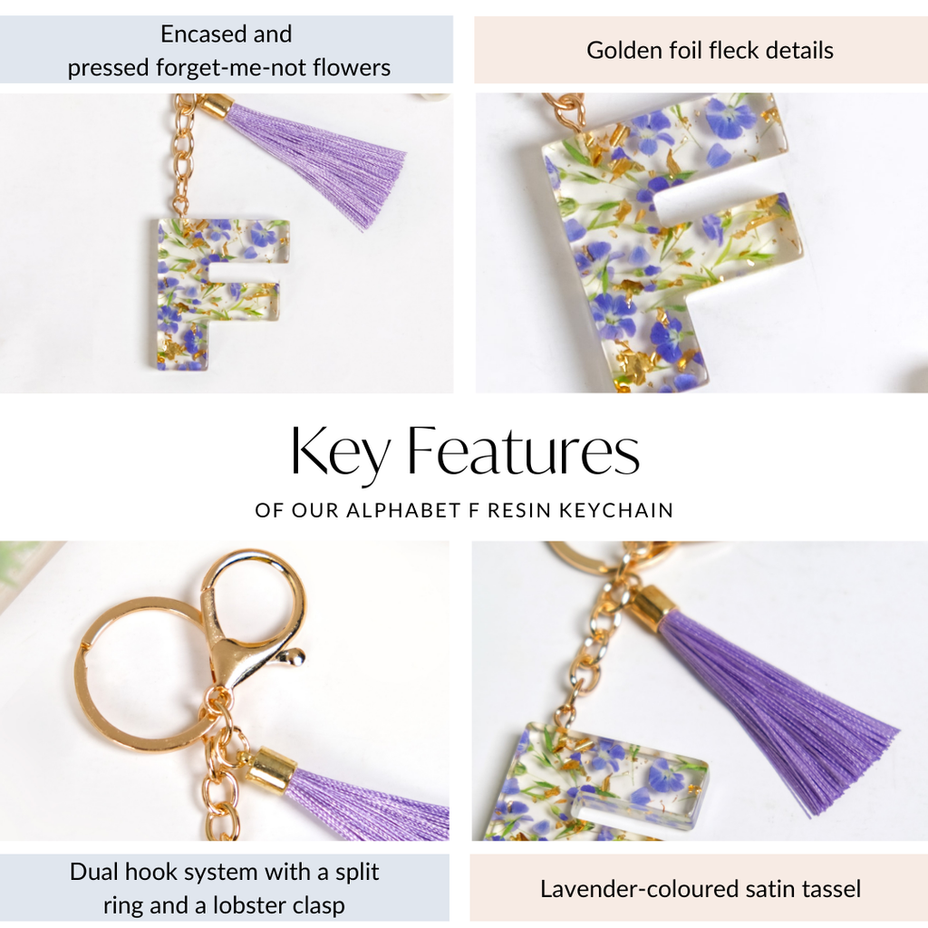 Floral Fantasy F Keychain With Satin Tassel Nestasia