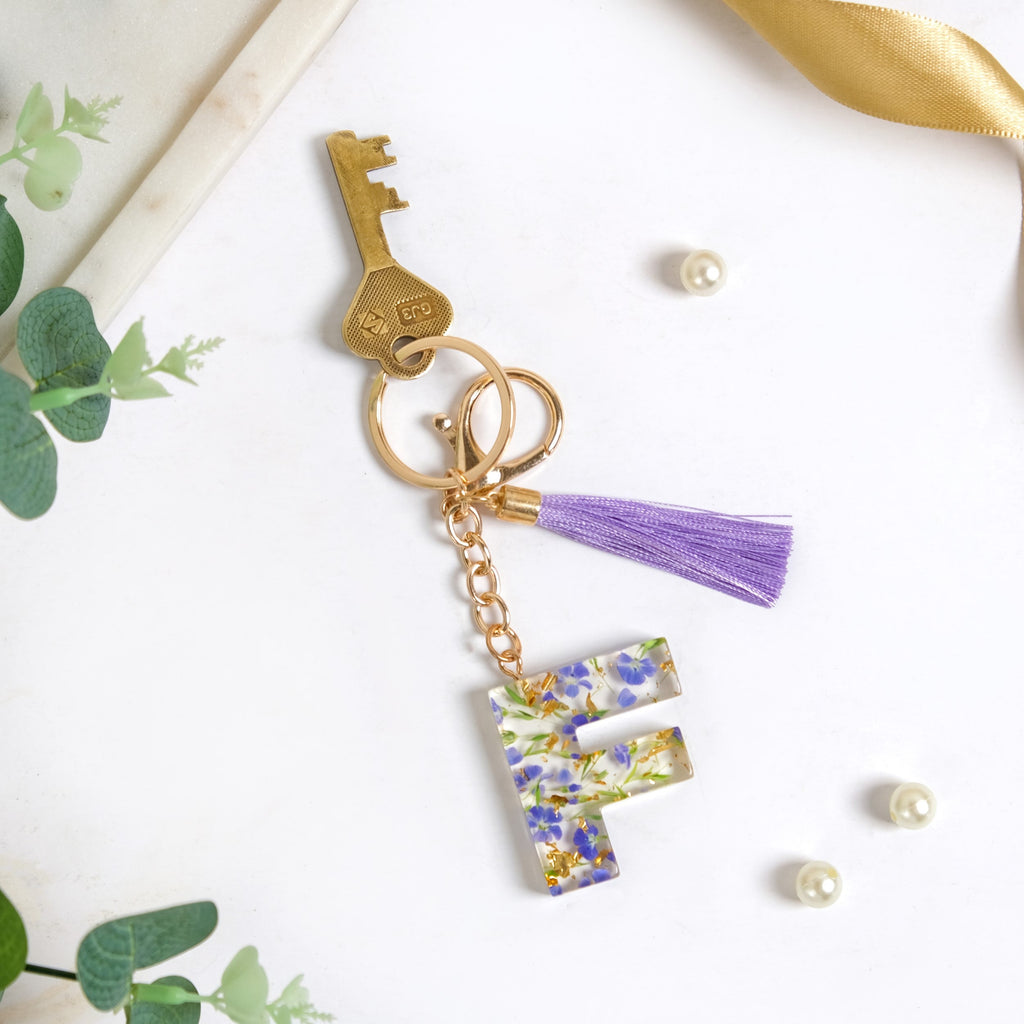 Floral Fantasy F Keychain With Satin Tassel Nestasia
