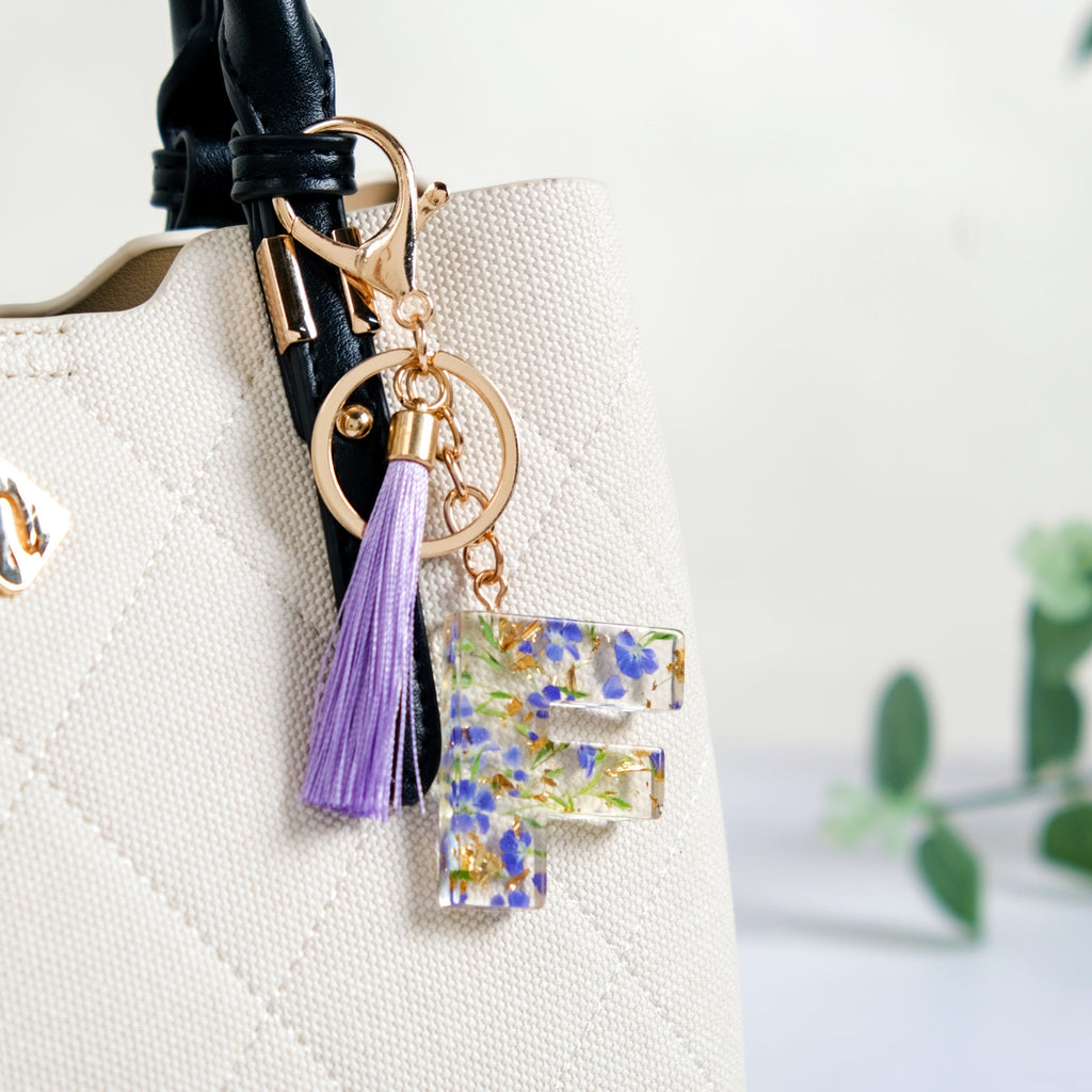 Floral Fantasy F Keychain With Satin Tassel Nestasia