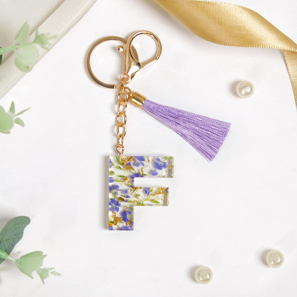Floral Fantasy F Keychain With Satin Tassel Nestasia
