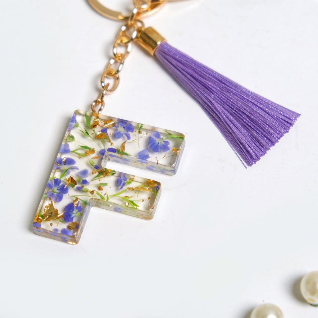 Floral Fantasy F Keychain With Satin Tassel Nestasia