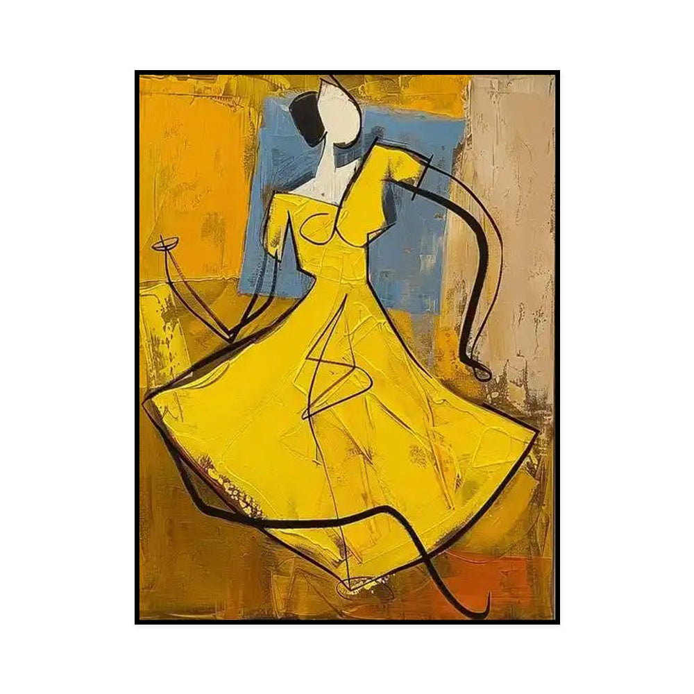 Hand-painted People Oil Painting On Canvas Abstract Large Yellow Texture Vintage Wall Art Wabi Sabi Painting Bedroom Large Wall Decor Gift Painting kafalo