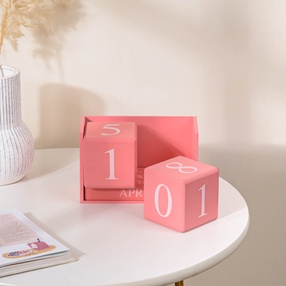 Pink Wooden Table Calendar Nestasia