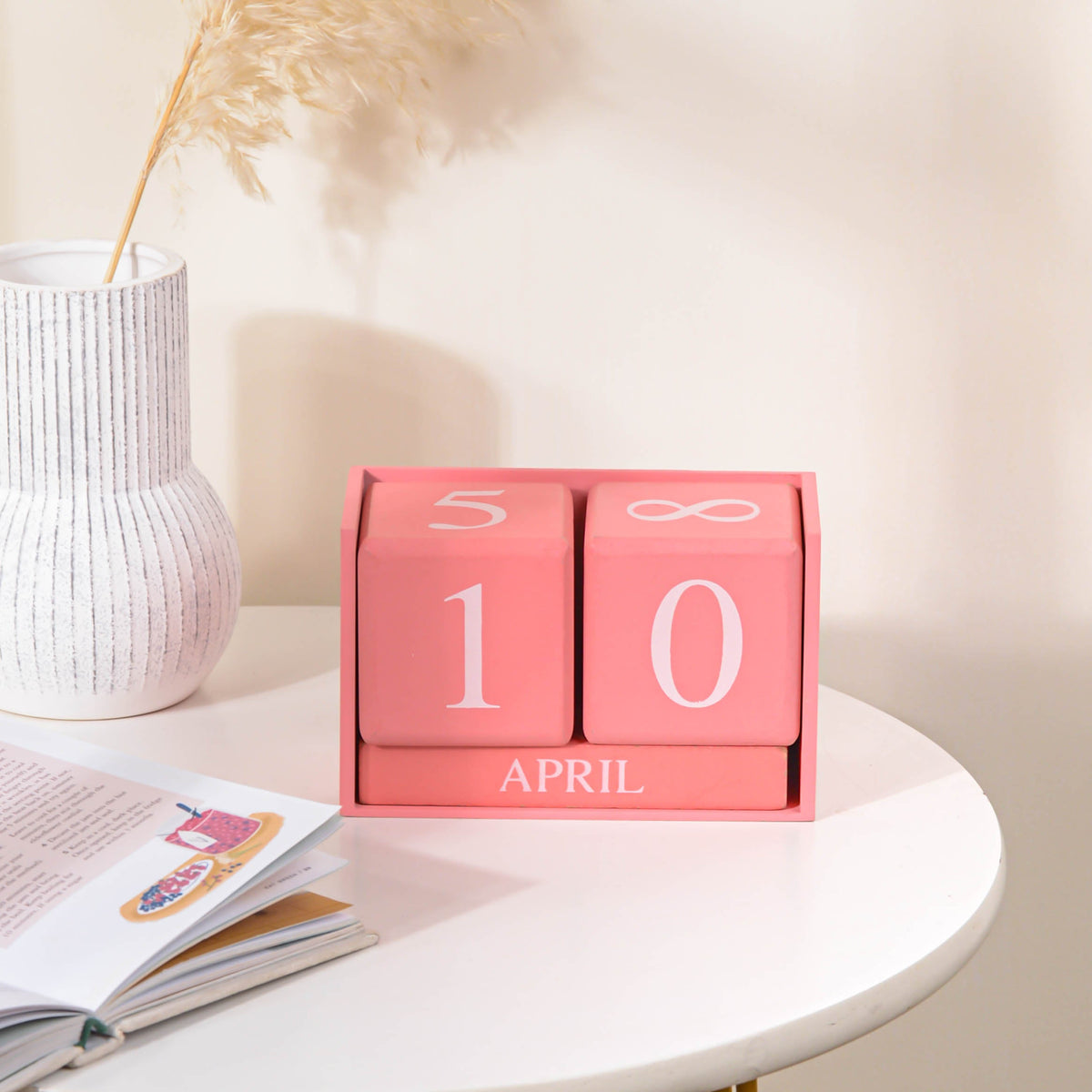 Pink Wooden Table Calendar Nestasia