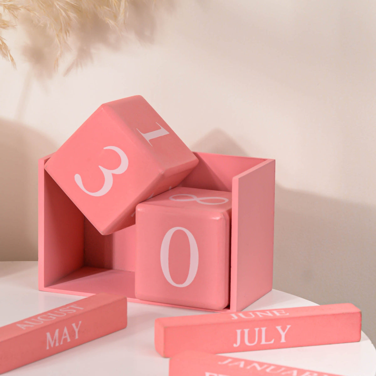 Pink Wooden Table Calendar Nestasia