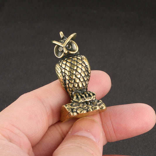 Household Brass Distressed Owl Decoration