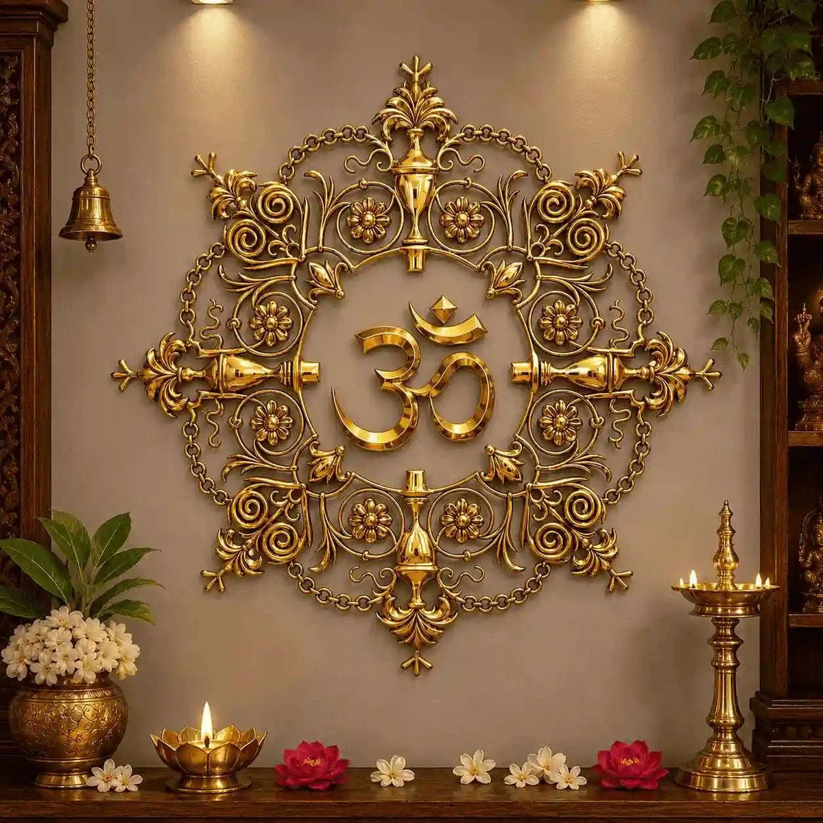 Brass Om Mandala / Kalakruti Wall Hanging (36 Inch) Vedansh Craft