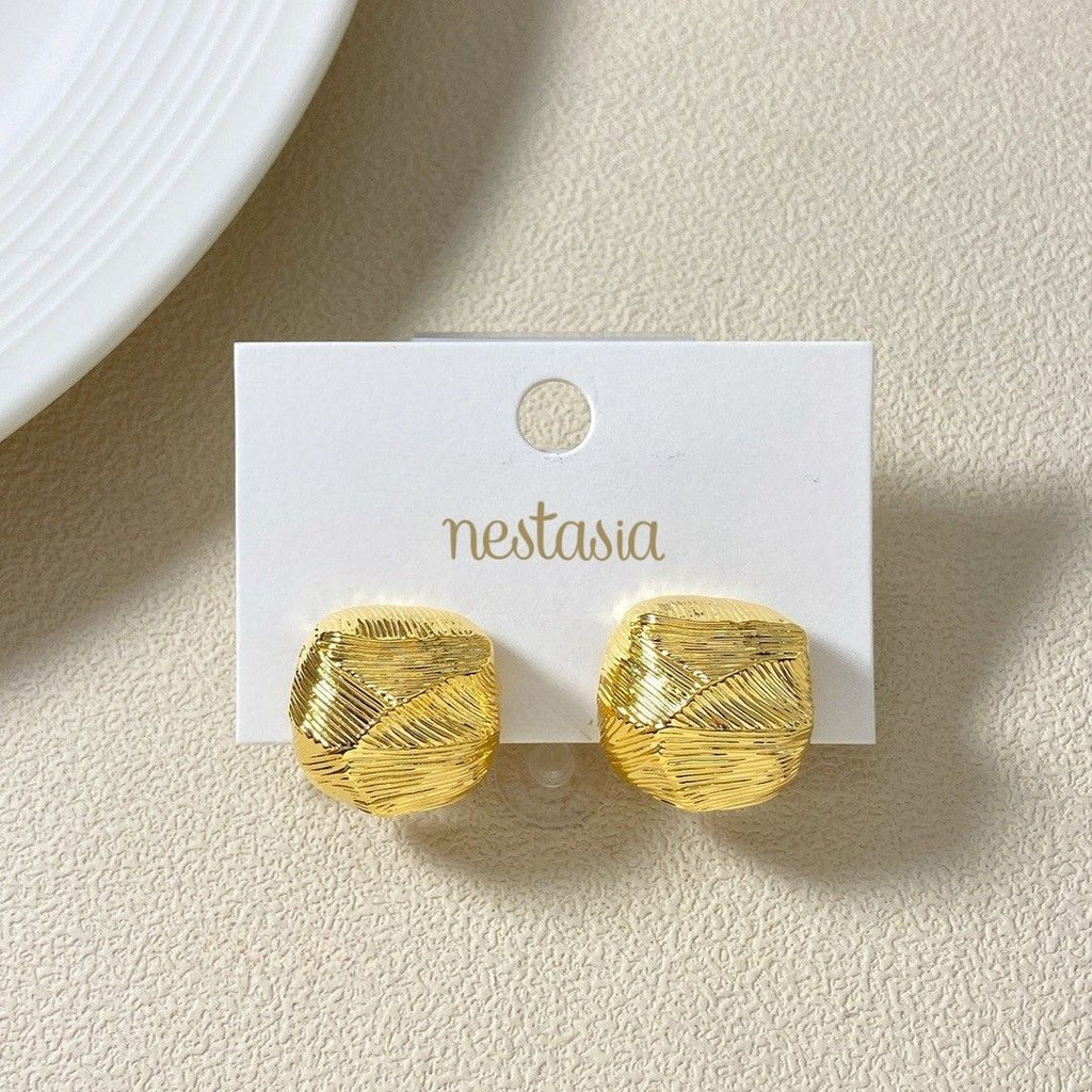 Facet Edge Studs Gold Nestasia