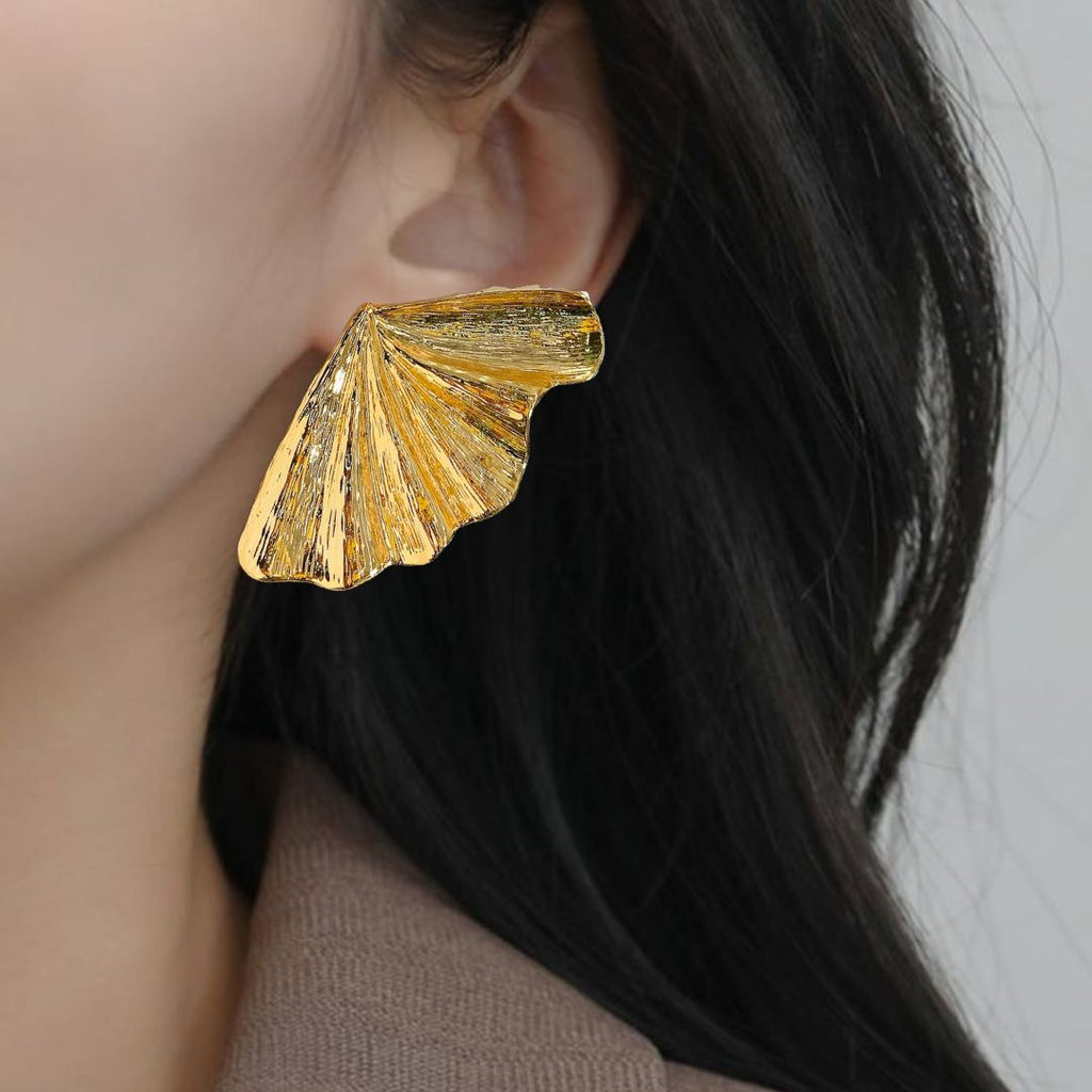 Fairy Wings Statement Earrings Gold Nestasia