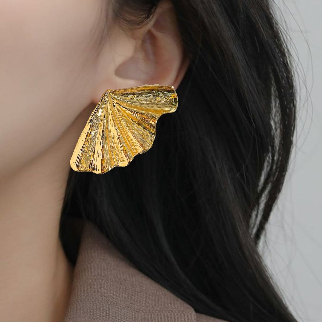 Fairy Wings Statement Earrings Gold Nestasia