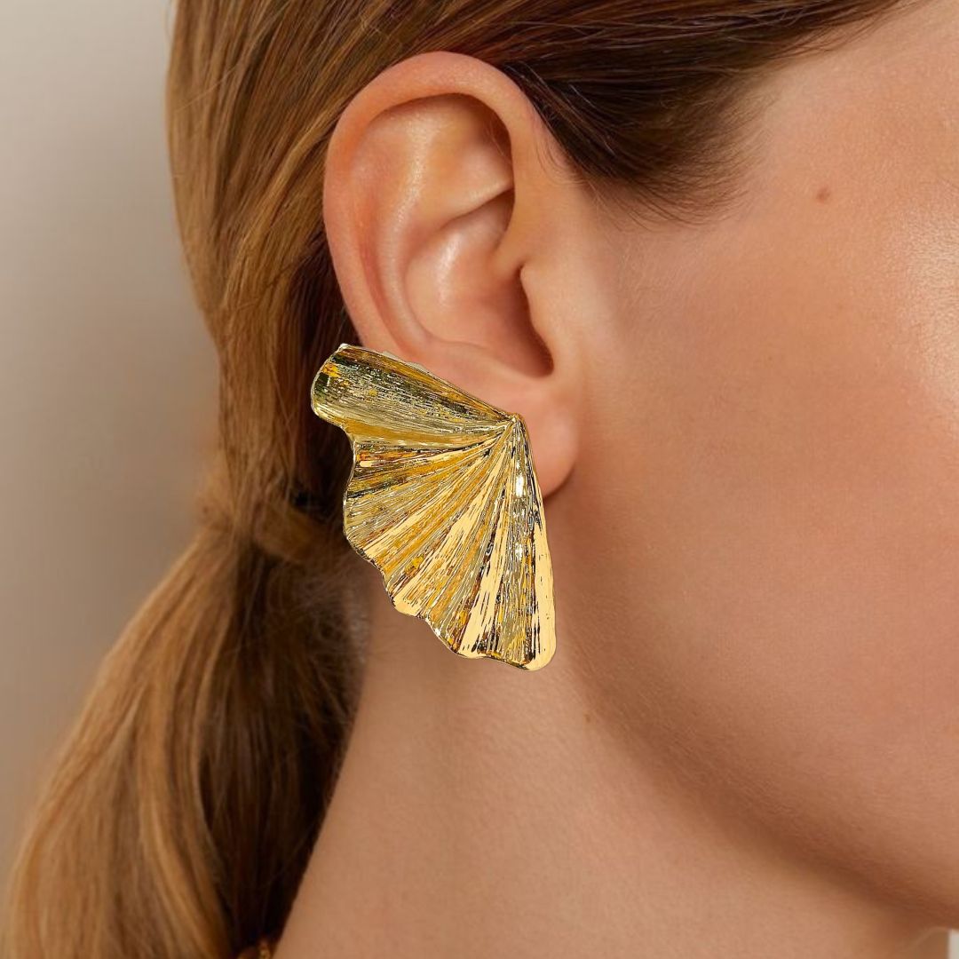 Fairy Wings Statement Earrings Gold Nestasia