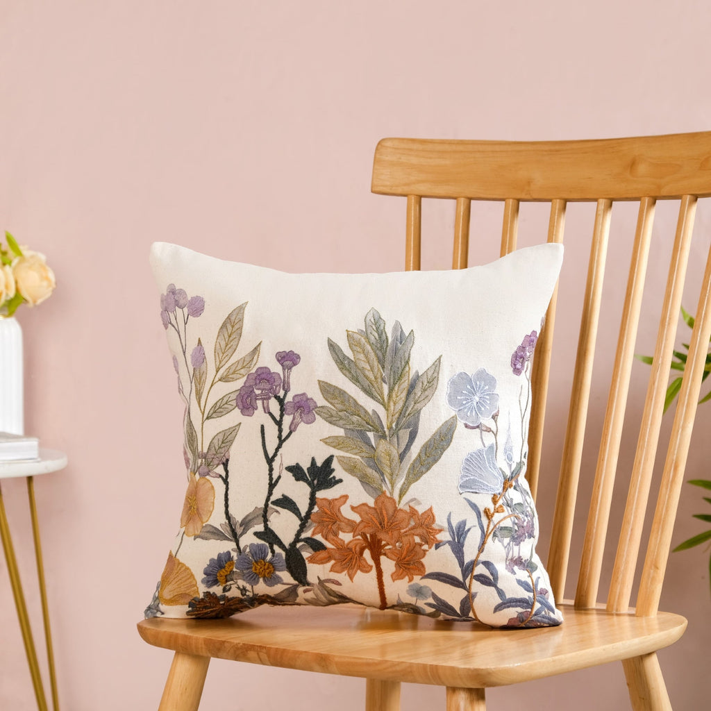 Fairytopia Slub Cotton Embroidered Cushion Cover 40x40cm Nestasia
