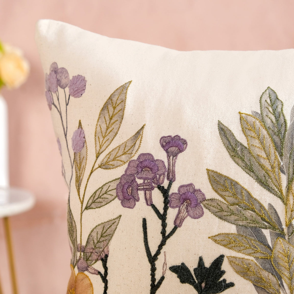 Fairytopia Slub Cotton Embroidered Cushion Cover 40x40cm Nestasia
