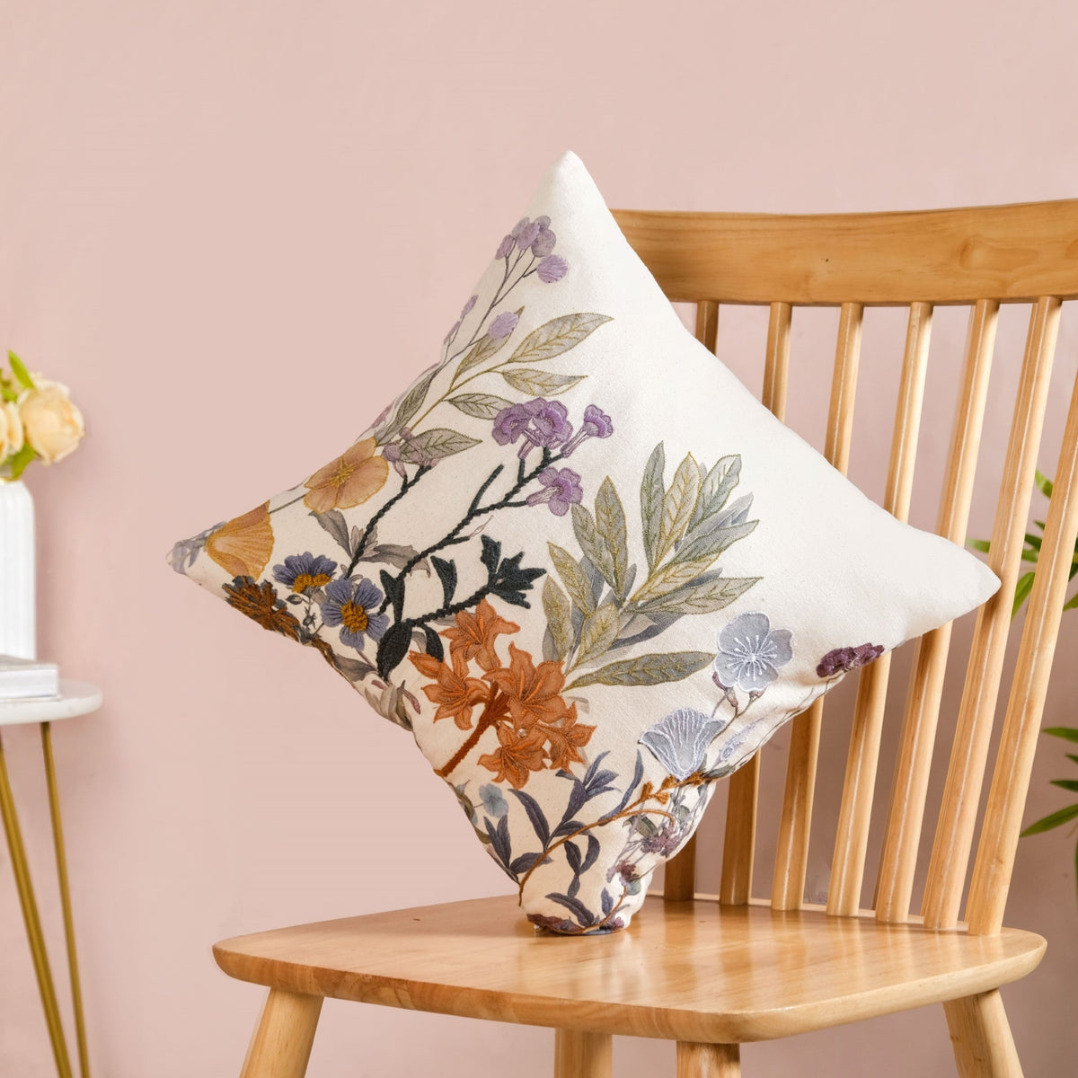 Fairytopia Slub Cotton Embroidered Cushion Cover 40x40cm Nestasia