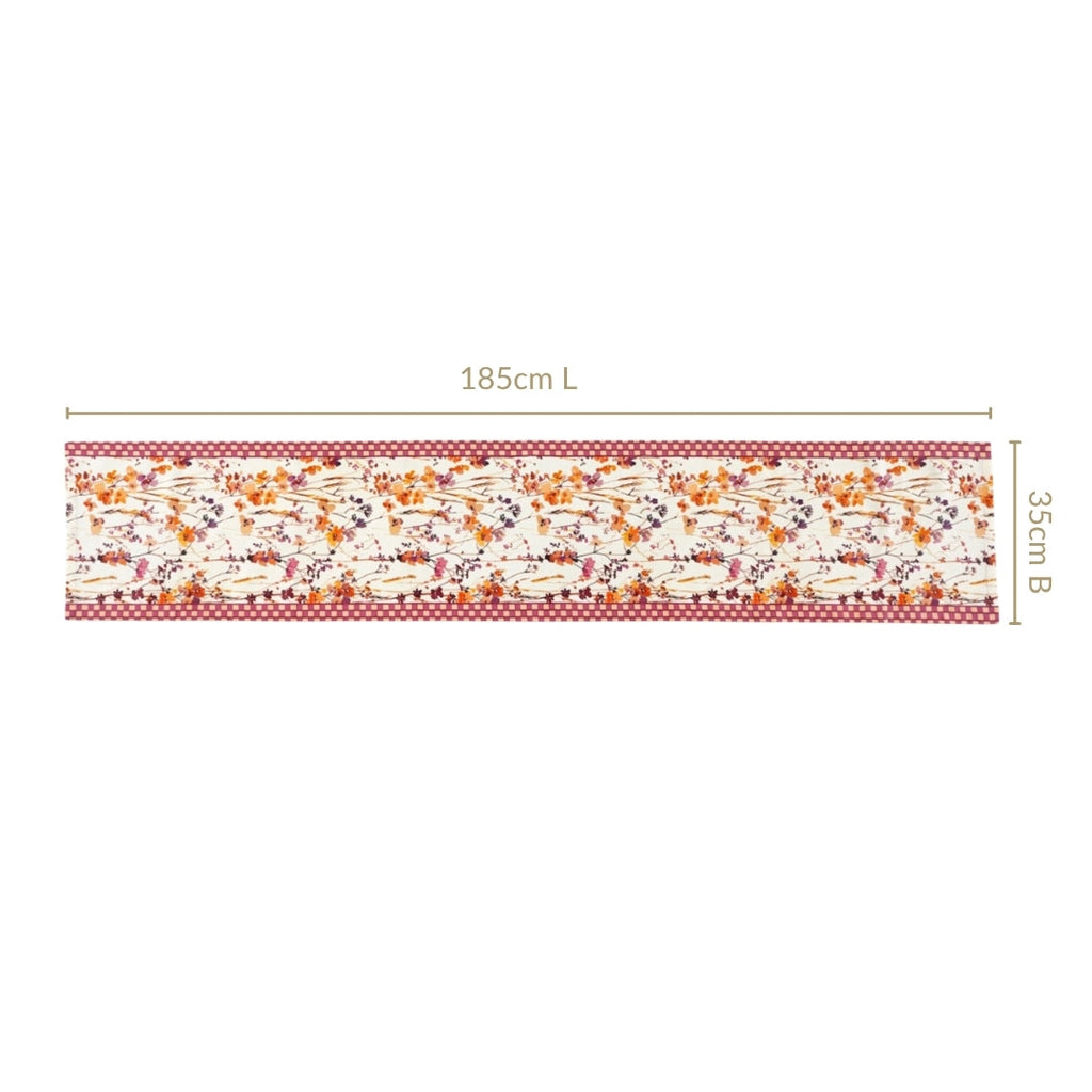 Checkered Border 6 Seater Runner 185x35cm Nestasia
