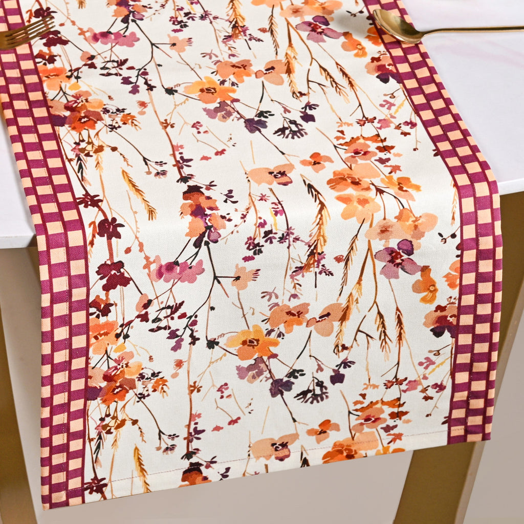 Checkered Border 6 Seater Runner 185x35cm Nestasia