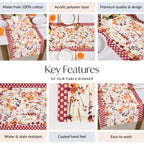 Checkered Border Cotton 8 Seater Runner 264x35cm Nestasia