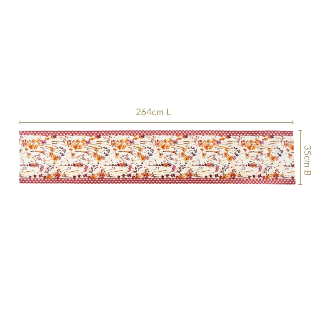 Checkered Border Cotton 8 Seater Runner 264x35cm Nestasia