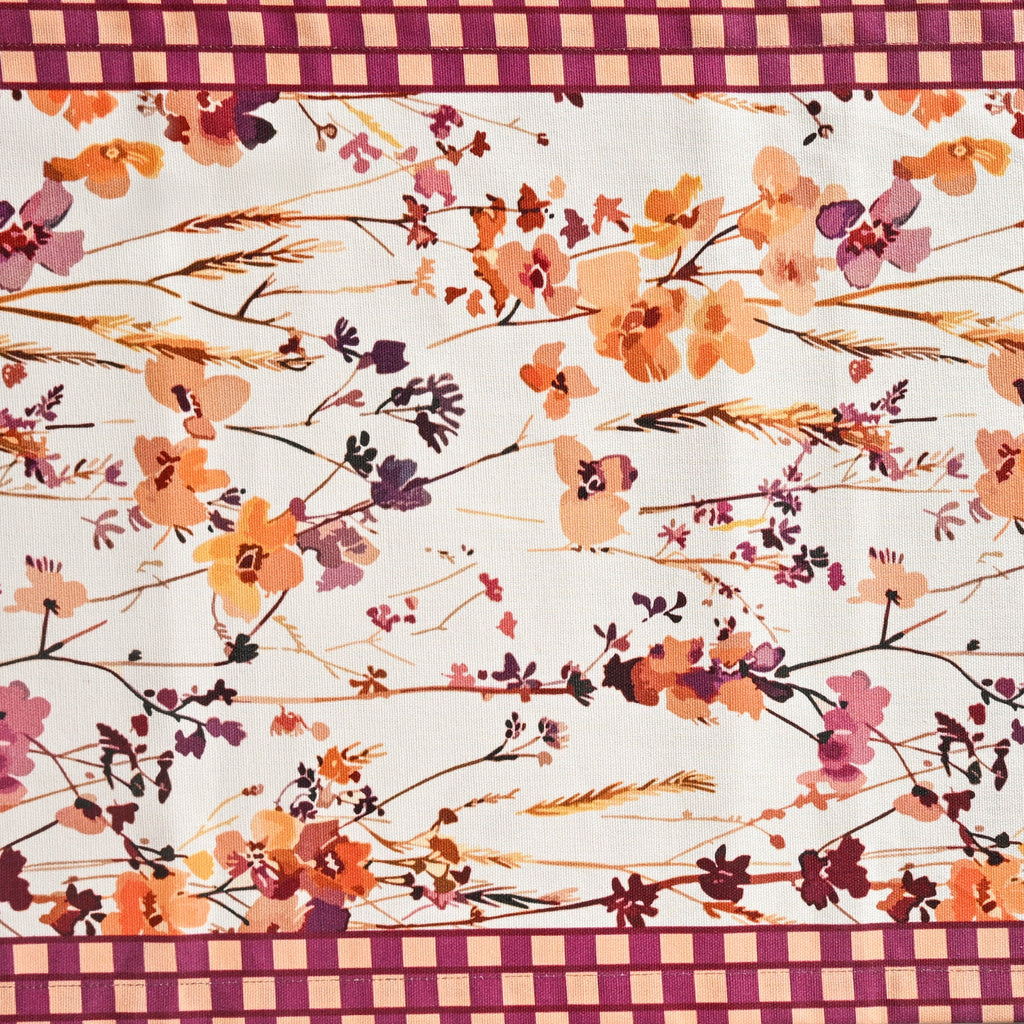 Checkered Border Cotton 8 Seater Runner 264x35cm Nestasia