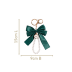 Green Satin Bow Keyring With Metal Hooks Nestasia