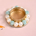 Set Of 6 Metal Tea Light Holders With Faux Pearls Nestasia