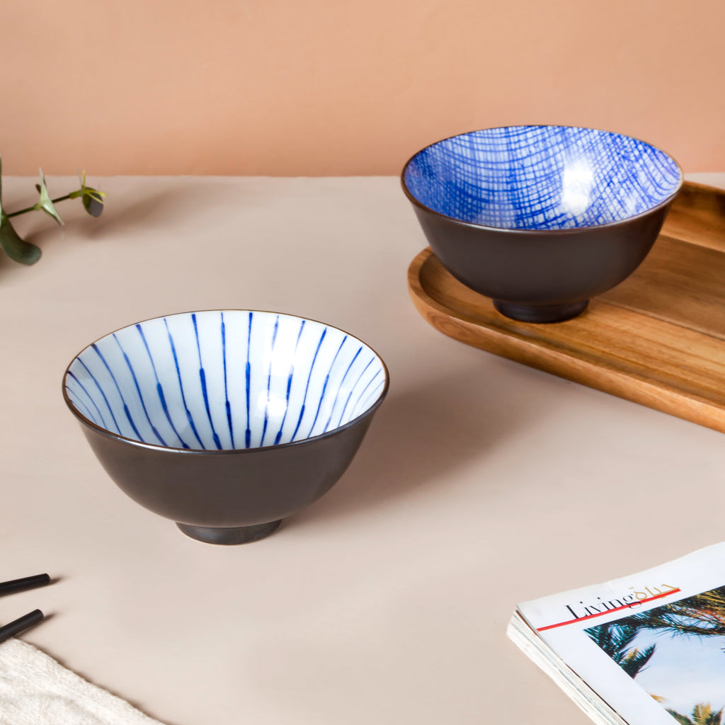 Caspian Cobalt Blue White Soup Bowl 200ml Nestasia