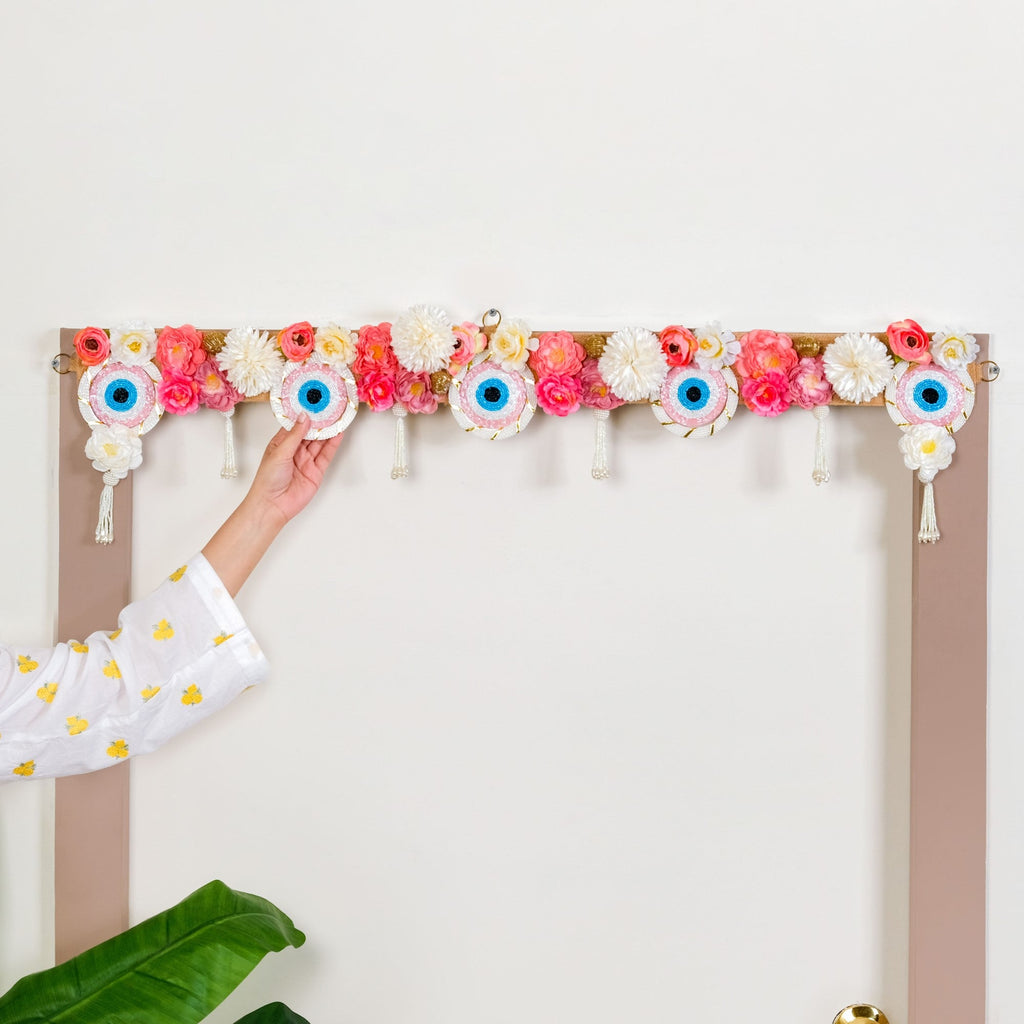 Festive Evil Eye Floral Toran With Tassels Nestasia