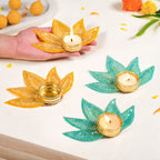Festive Lotus Tealight Candle Holder Set Of 4 Nestasia