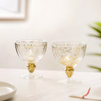 Set Of 2 Gold Confetti Filled Double Walled Wine Glass Goblet 250ml Nestasia