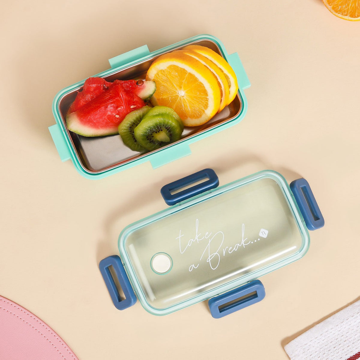 Stainless Steel Lunch Box Small Mint 530ml Nestasia