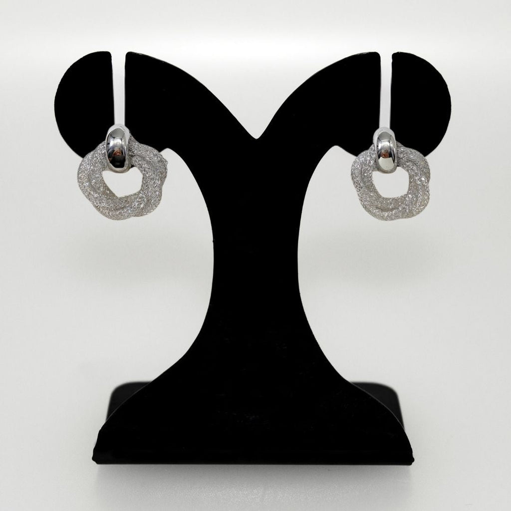 Fine Weave Chic Silver Knotted Earrings Nestasia