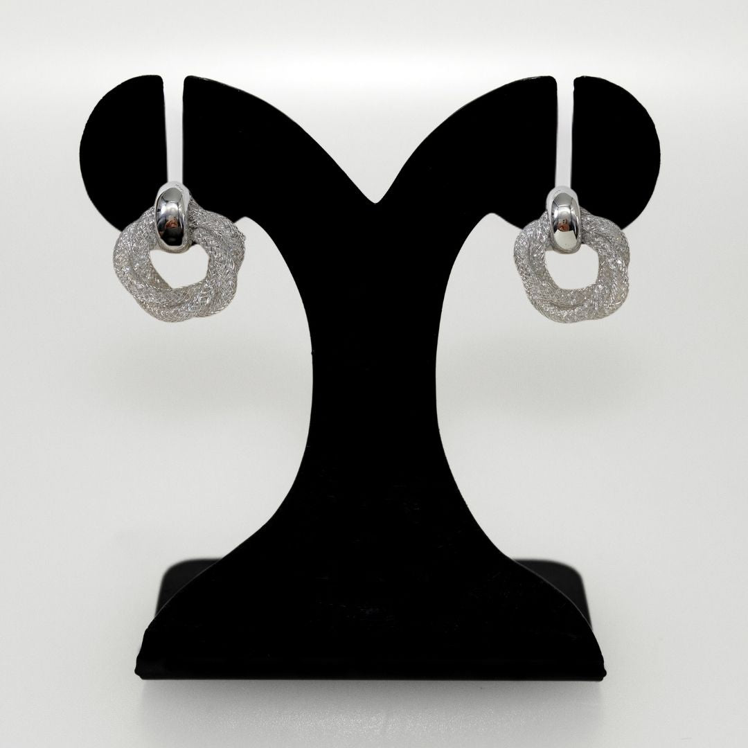 Fine Weave Chic Silver Knotted Earrings Nestasia