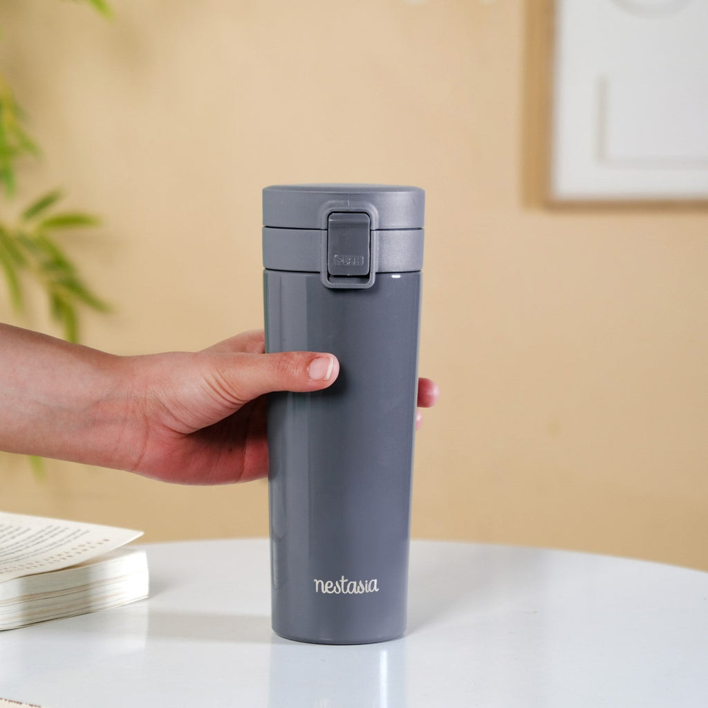 Thermox Double Wall Insulated Travel Mug With Strainer Onyx Grey 450ml Nestasia
