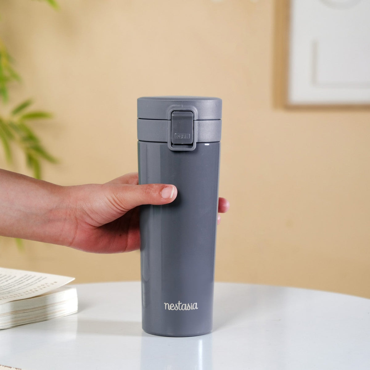 Thermox Double Wall Insulated Travel Mug With Strainer Onyx Grey 450ml Nestasia