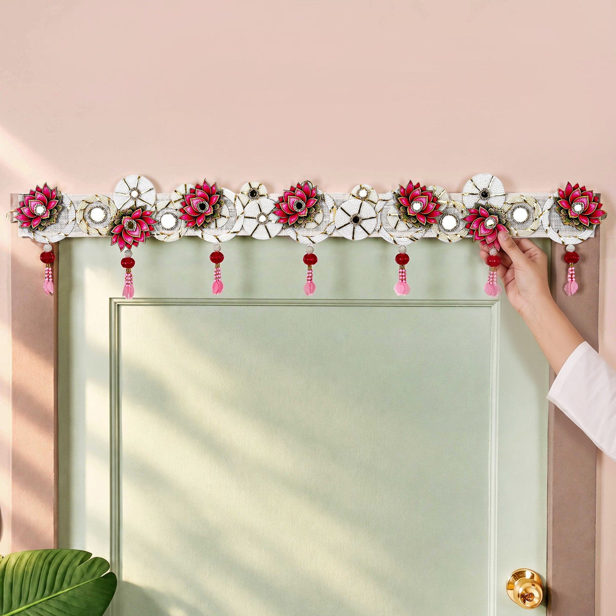Fleur Embellished Lotus Toran For Door 106x20cm Nestasia