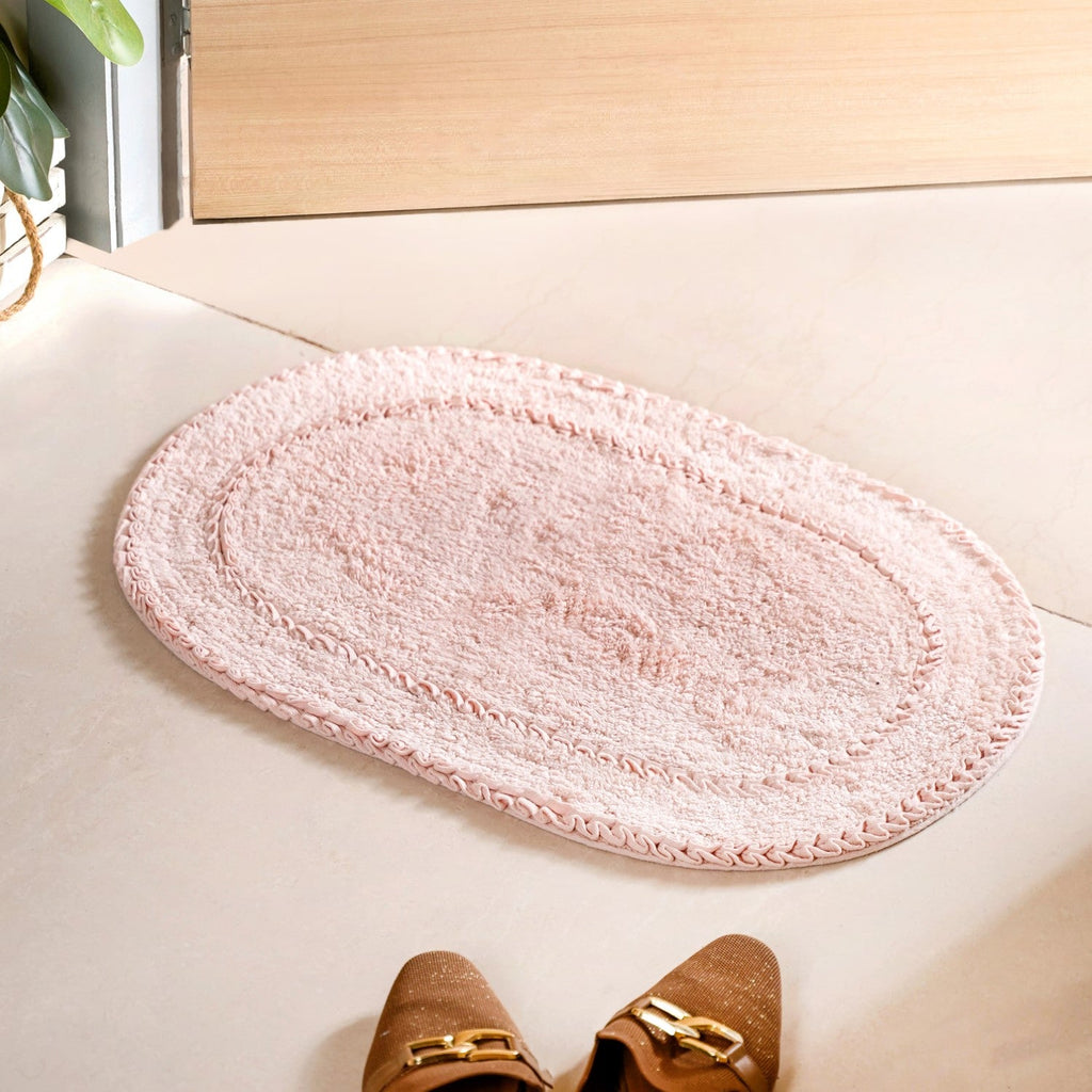 Ultra Soft Cotton Door Mat Baby Pink Set Of 2 24x16 Inch Nestasia