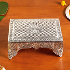 Flora Chowki Brass With Pure Silver Polish 20x15cm Nestasia