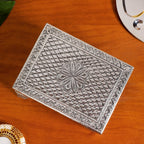 Flora Chowki Brass With Pure Silver Polish 20x15cm Nestasia