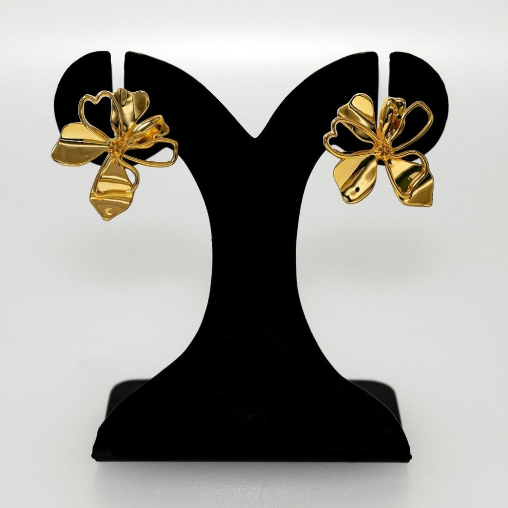 Floral Elegance Gold Drop Earrings Nestasia