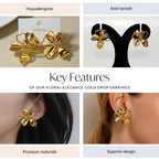 Floral Elegance Gold Drop Earrings Nestasia