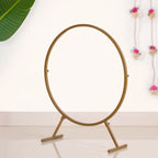 Golden Round Metal Backdrop Stand With Rose Decorations 28 Inch Nestasia