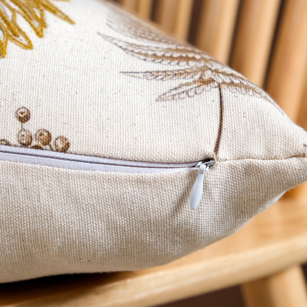 Floral Minimalism Embroidered Cotton Slub Cushion Cover 50x30cm Nestasia