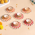Applique Petal Tea Light Holders With Faux Pearls Set Of 6 Nestasia