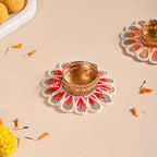 Applique Petal Tea Light Holders With Faux Pearls Set Of 6 Nestasia