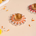 Applique Petal Tea Light Holders With Faux Pearls Set Of 6 Nestasia