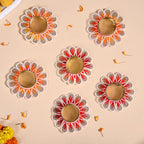 Applique Petal Tea Light Holders With Faux Pearls Set Of 6 Nestasia