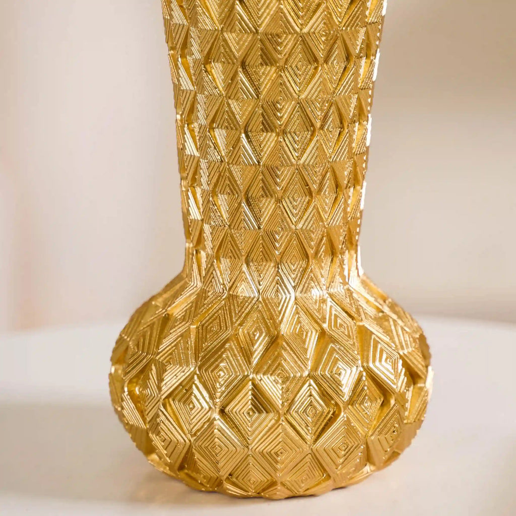 Luxe Textured Golden Flower Vase Nestasia