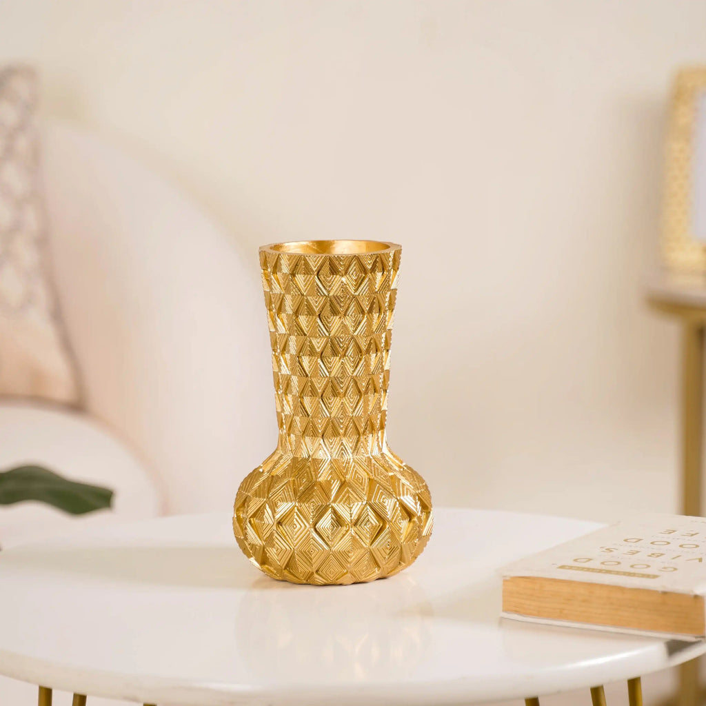 Luxe Textured Golden Flower Vase Nestasia