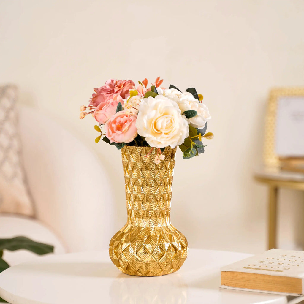 Luxe Textured Golden Flower Vase Nestasia
