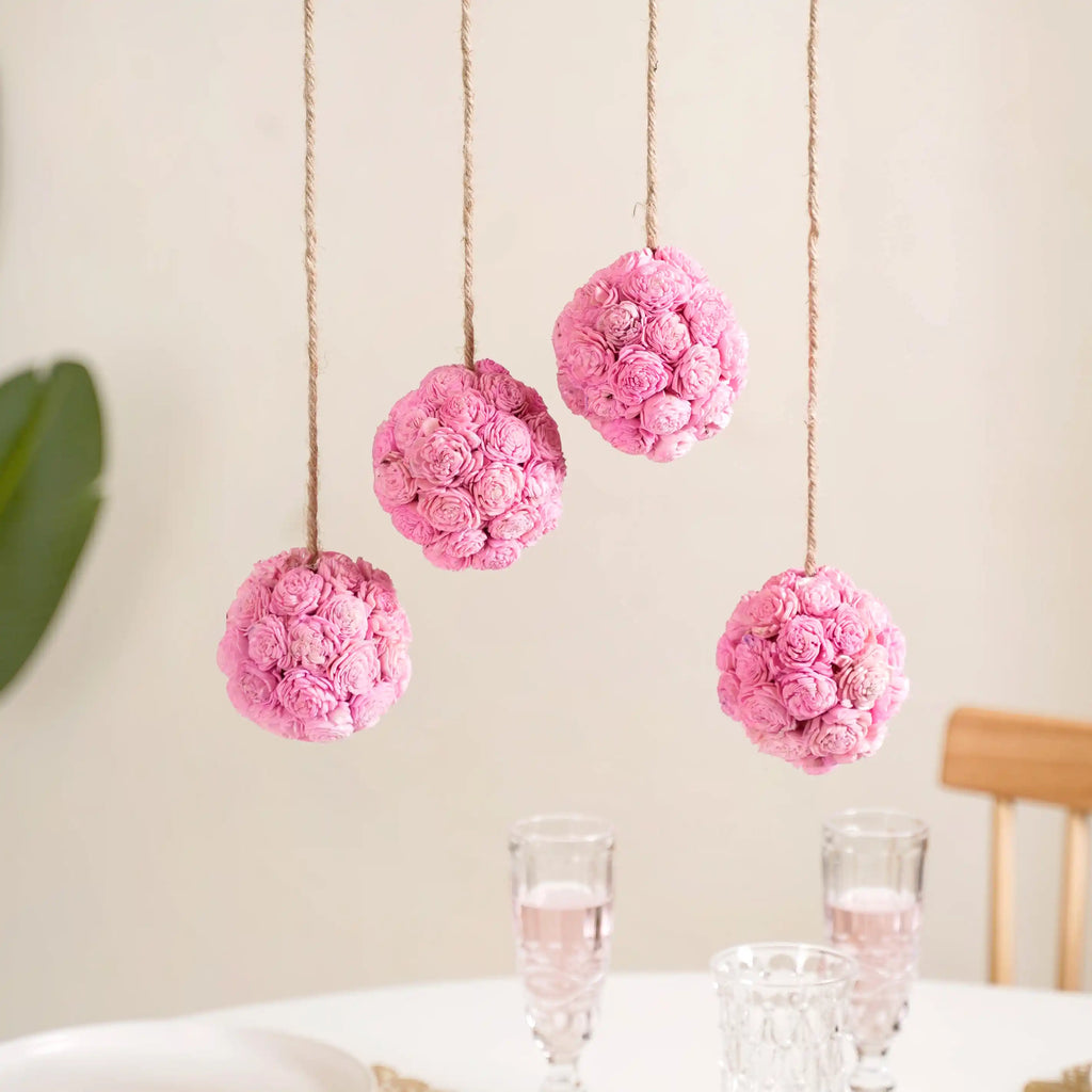 Sustainable Sola Flower Wall Hanging Decor Set of 4 Pink Nestasia